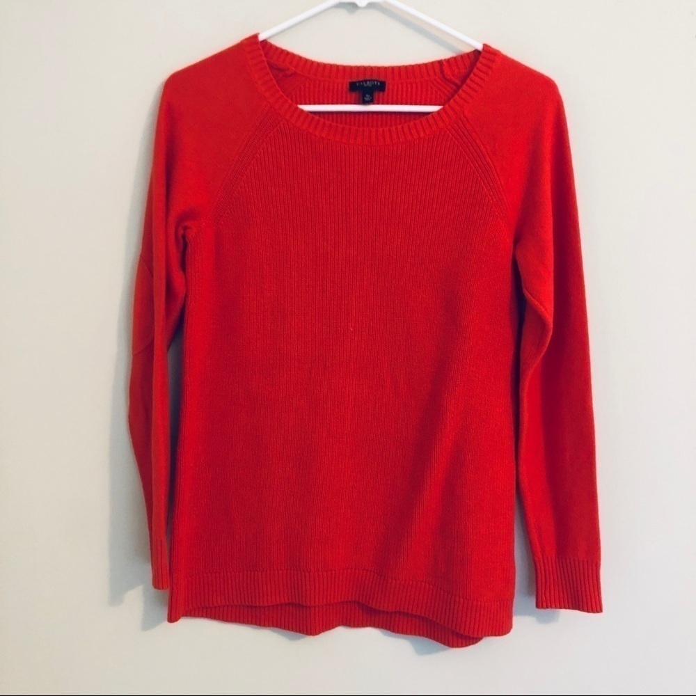 Talbots Ribbed Crewneck Elbow Patches